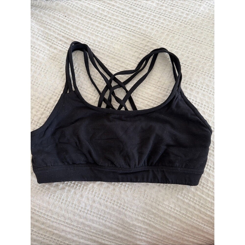 Athleta Black Sports Bra Womens Strappy Criss Cross Back Athletic Yoga Size m
